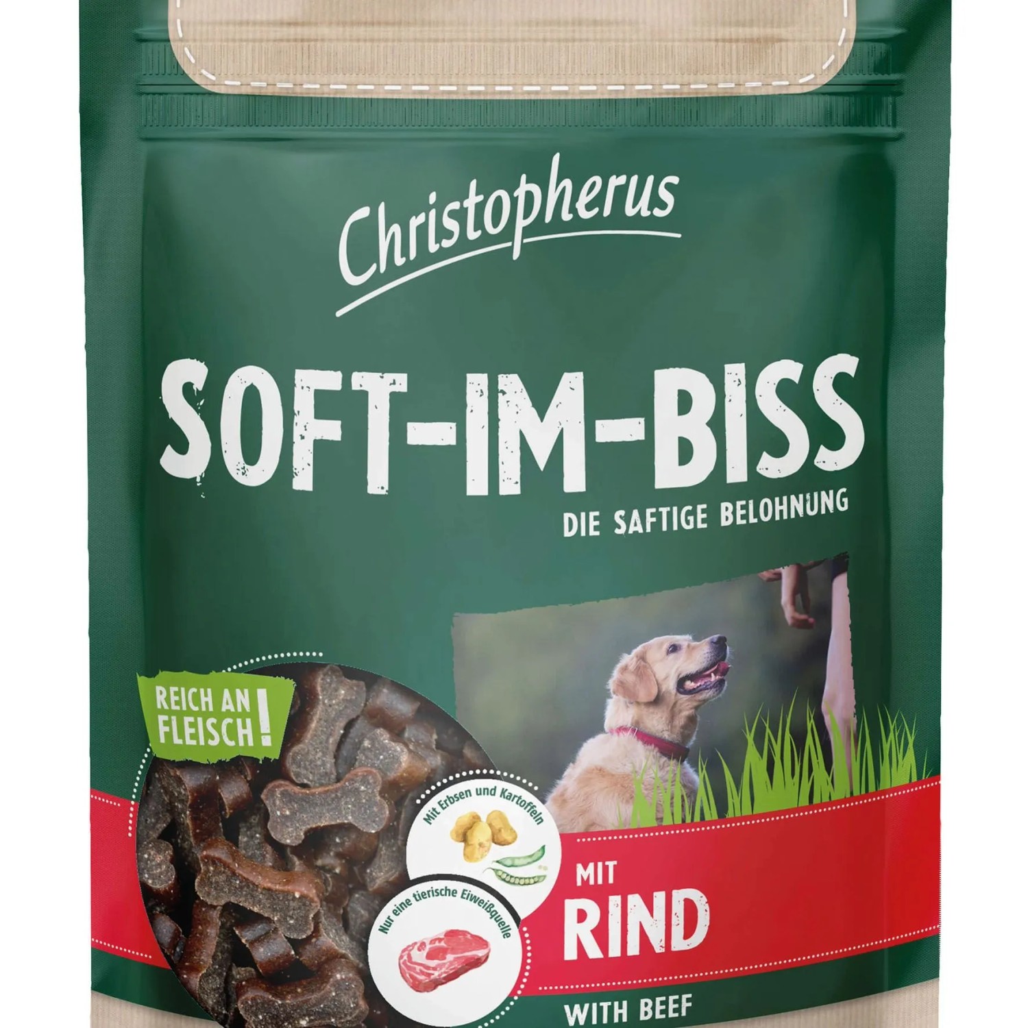 Christopherus Hunde-Belohnungssnacks Soft im Biss mit Rind 125 g