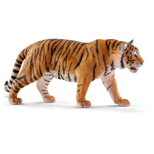 Detailgetreue Schleich Wild Life Tiger Spielfigur mit orange-schwarzem Fell.
