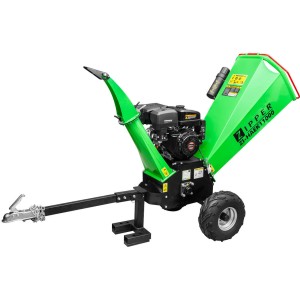 Zipper ZI-HAEK11000 Elektro-Häcksler mit Fahrwerk und Anhängerkupplung.