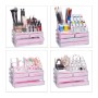 Relaxdays Make Up Organizer Acryl Pink Gestreift 4 Schubfächer 19 cm x 24 cm x 13,5 cm 1,3 kg_3