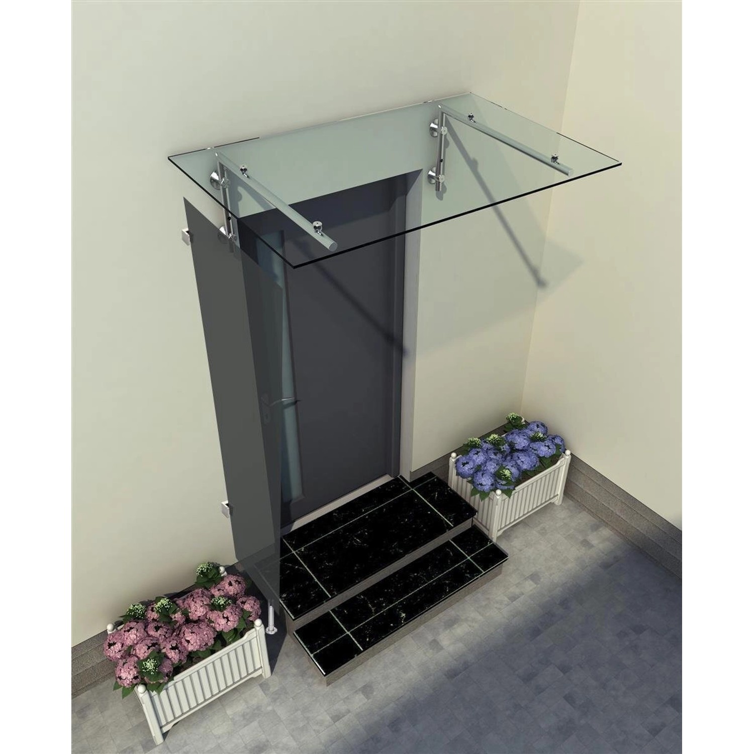 Glaszentrum Hagen 80x200x60 cm Seitenteil für Glasvordach Grafitgrau