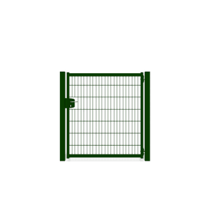 Grüne Zaunguru Gartentür Berlin mit Doppelstabmatte, 143x149.7 cm, Öffnungswinkel 180 Grad.