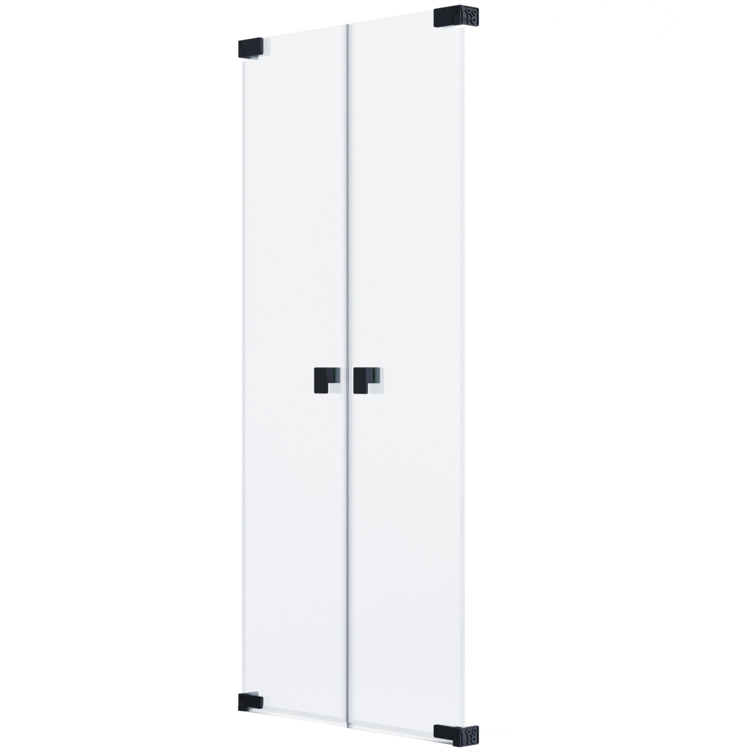 Schöner Wohnen Dusch-Pendeltür, Nische, Schwarzmatt, 90x200cm, rahmenlose Duschtür aus Glas mit schwarzen Beschlägen.