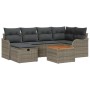 Graues 7-teiliges vidaXL Garten-Sofa-Set aus Polyrattan mit Kissen und Stauraum.
