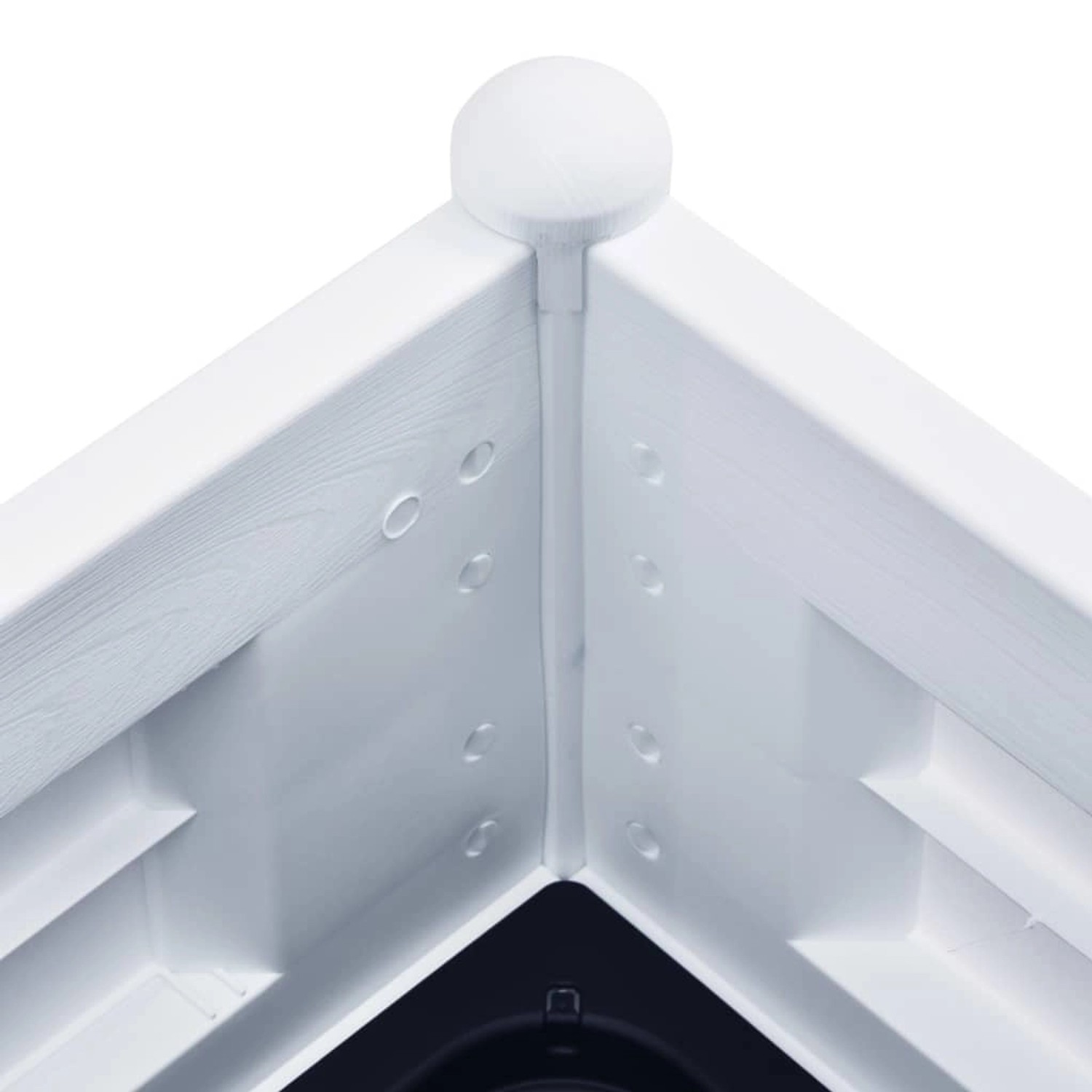 Detailansicht des weißen furnicato Garten-Hochbeets (100x43x35 cm) aus Kunststoff.