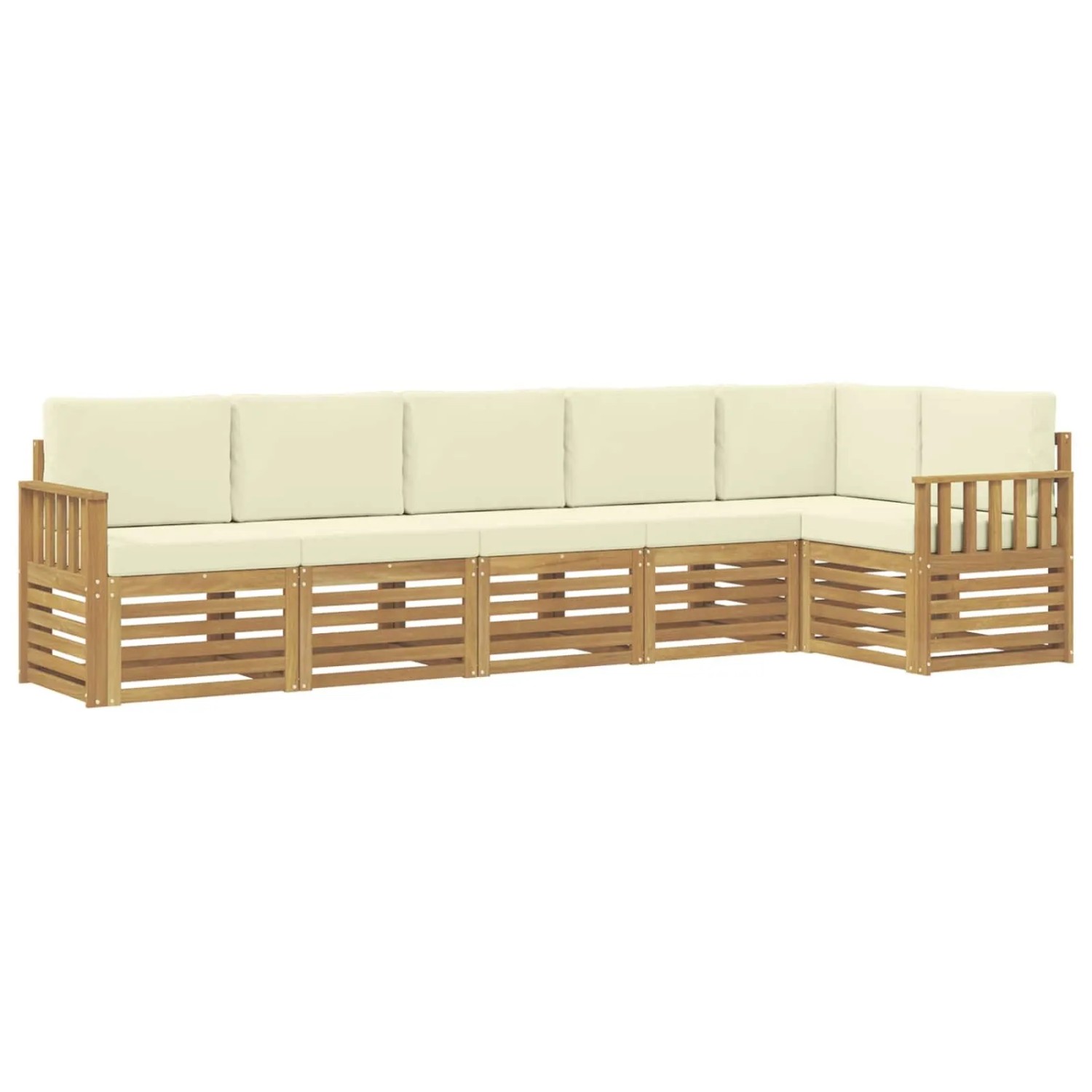 vidaXL Outdoor-Sofagarnitur 6-Tlg Weiß und Creme 306 x 128,5 x 73 cm 3391905