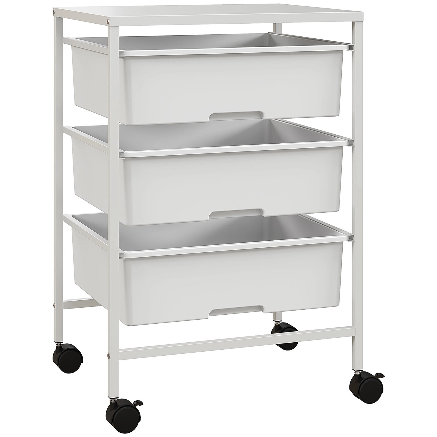 HOMCOM Rollwagen Stahl Kunststoff Weiß 40,8L x 33,5B x 60,5H cm günstig online kaufen