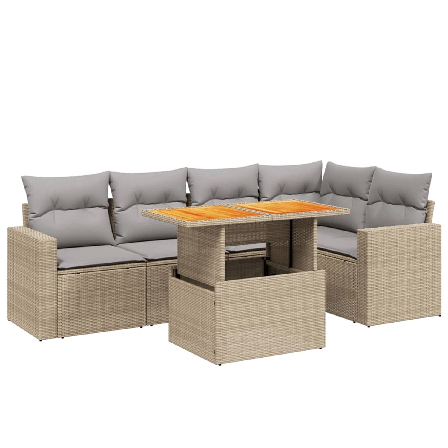 vidaXL 6-Tlg Garten-Sofagarnitur mit Kissen Beige Poly Rattan 3271304 günstig online kaufen