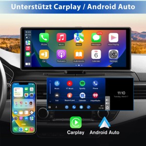 JUNSUN 10 Zoll Autoradio mit Touchscreen, CarPlay & Android Auto Unterstützung.