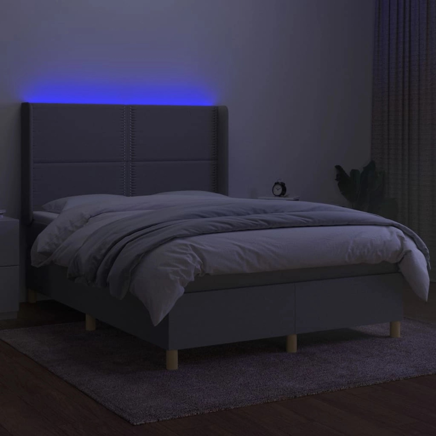 vidaXL Boxspringbett mit Matratze & LED Hellgrau 140x200 cm Stoff 3138797 günstig online kaufen