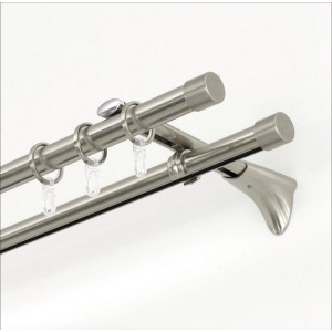 Gardinia Gardinenstange Memphis Edelstahl, 160 cm, mit Innenlauf und Zubehör.