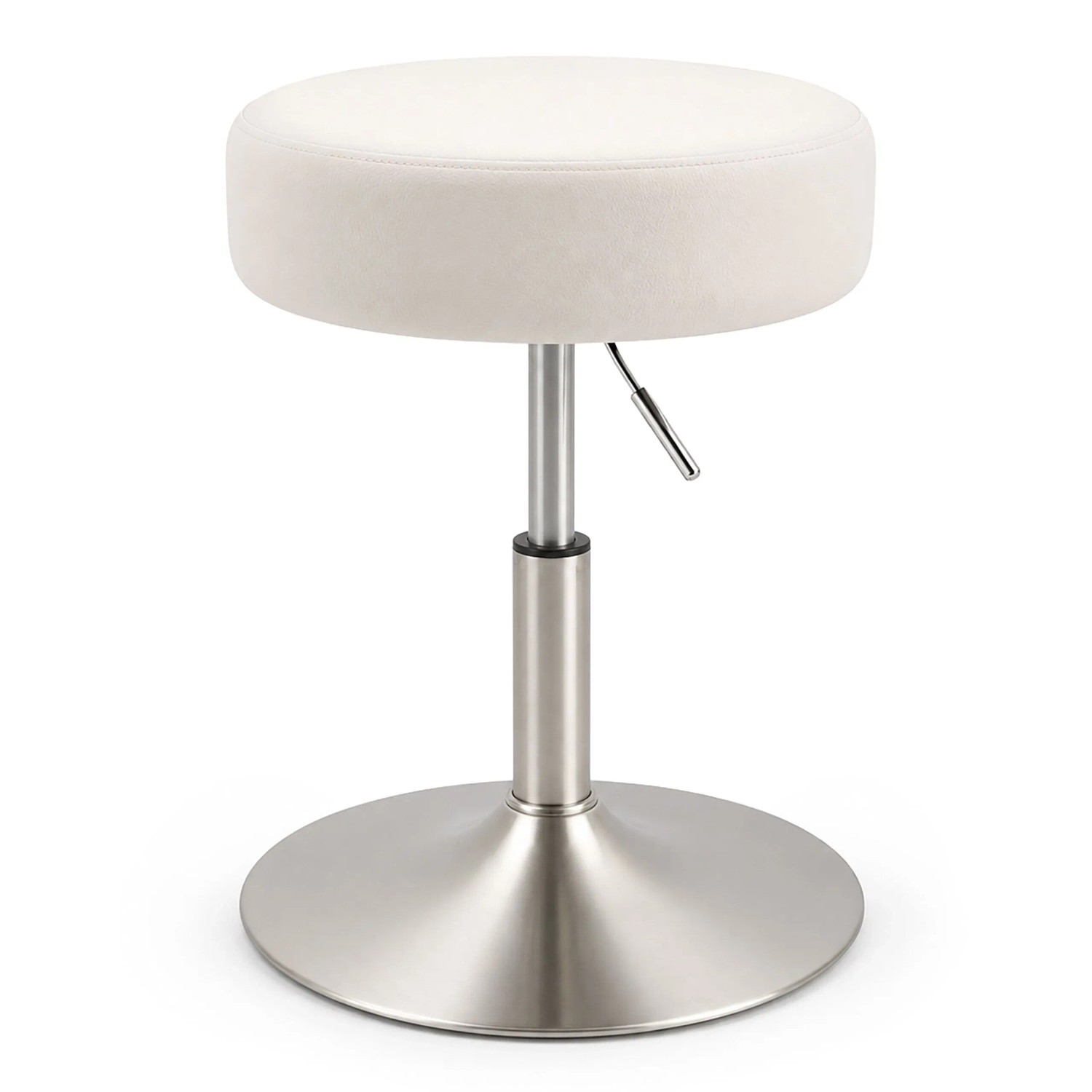 Relaxdays Schminkhocker Stahl Weiß Höhenverstellbar Drehbar 42 bis 57 cm x 38,5 cm