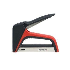 Arrow Handtacker T21X für Feindrahtklammern, rot/schwarz, Seitenansicht.
