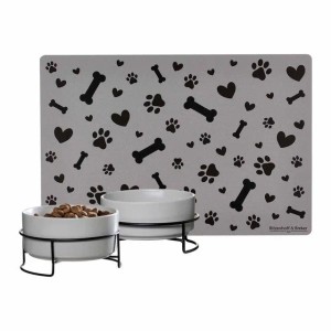 Ritzenhoff & Breker Hundenäpfe Taro, 2er Set mit Halter und Unterlage mit Hunde-Motiv.