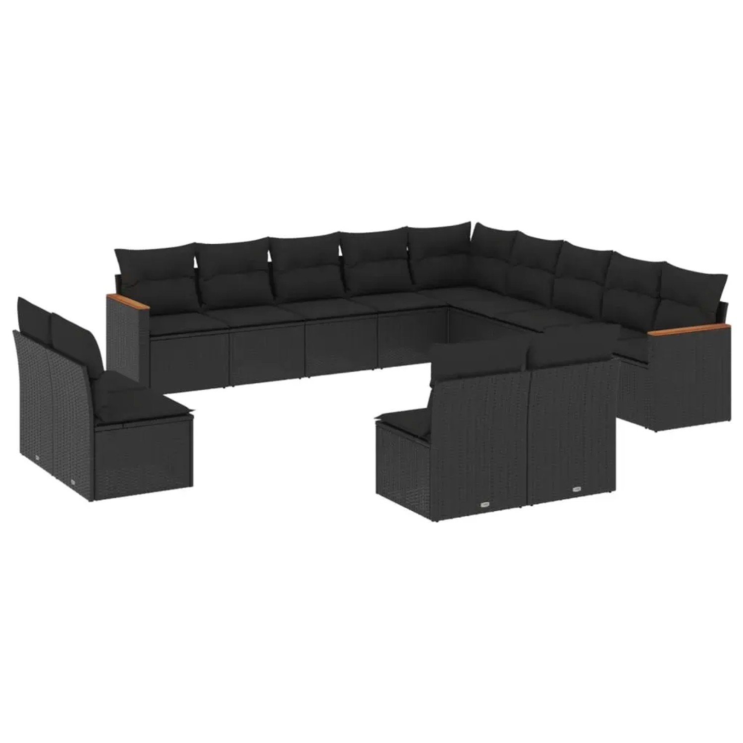Thumbnail - vidaXL 13-Tlg Garten-Sofagarnitur mit Kissen Schwarz Poly Rattan 3258884
