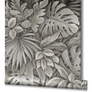 Marburg Vliestapete Botanica Floral Braun mit detailreichem Blätter-Motiv.