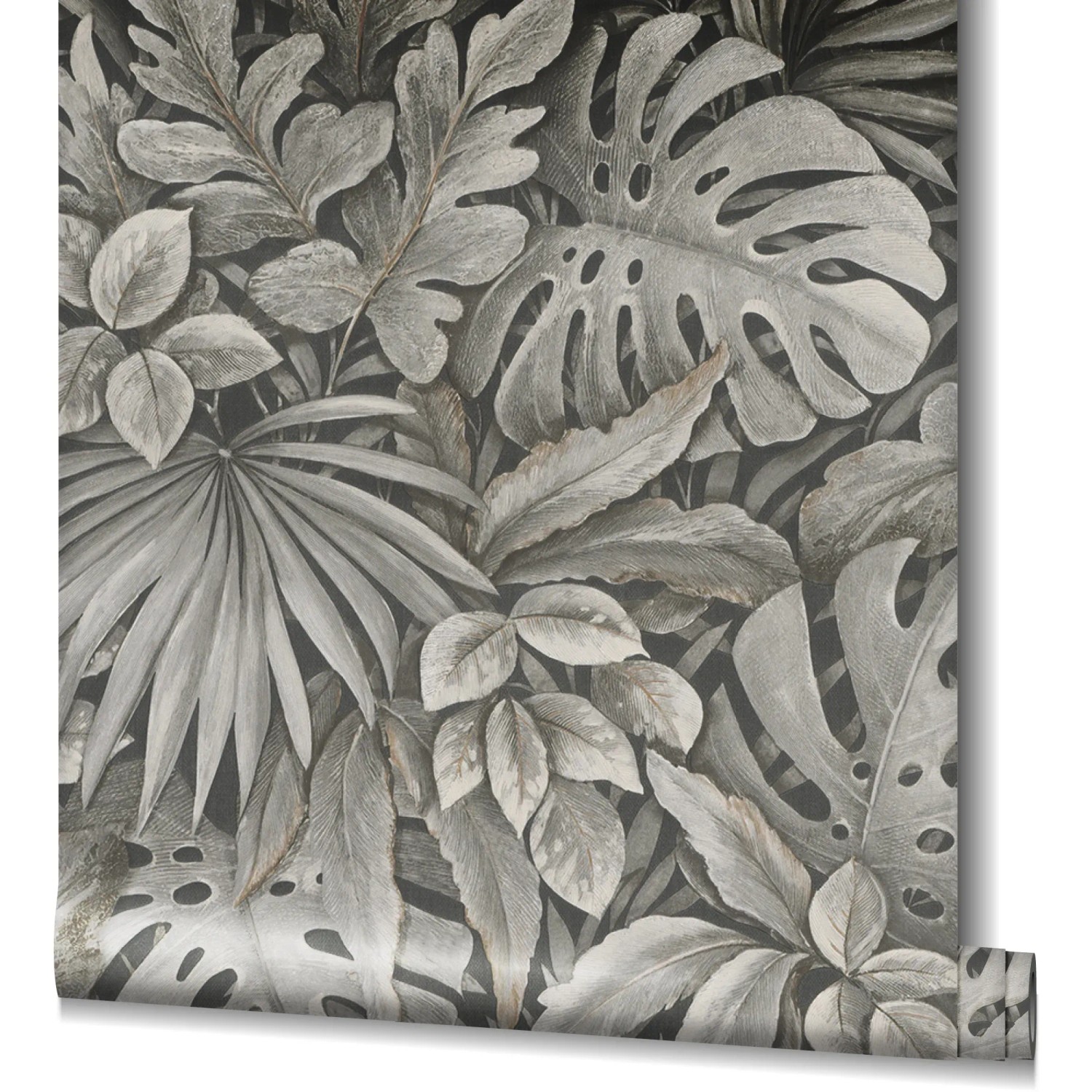 Marburg Vliestapete Botanica Floral Braun mit detailreichem Blätter-Motiv.
