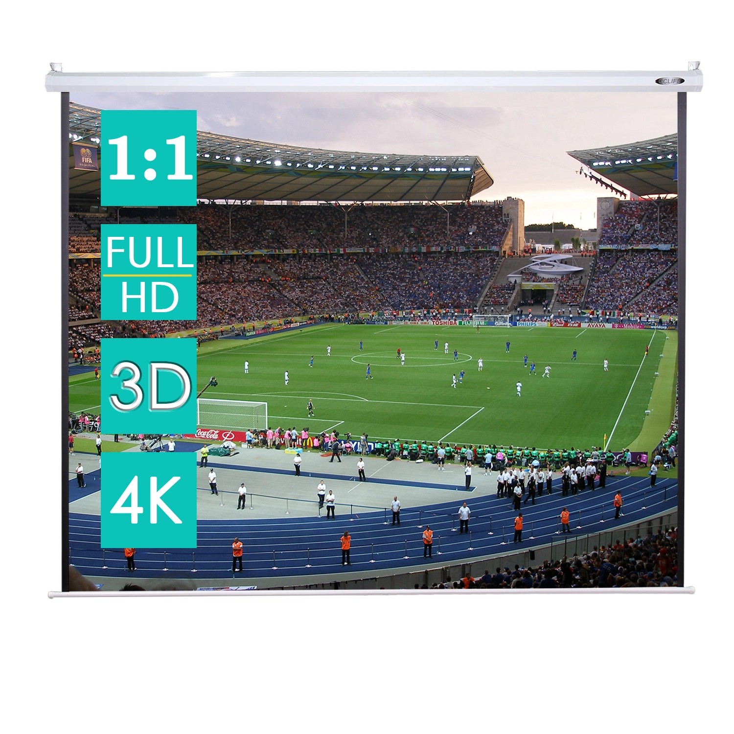 CCLIFE Beamer Leinwand Inklusiv Montagematerial 85 Zoll Projektionsleinwand Rolloleinwand Heimkino Mobile