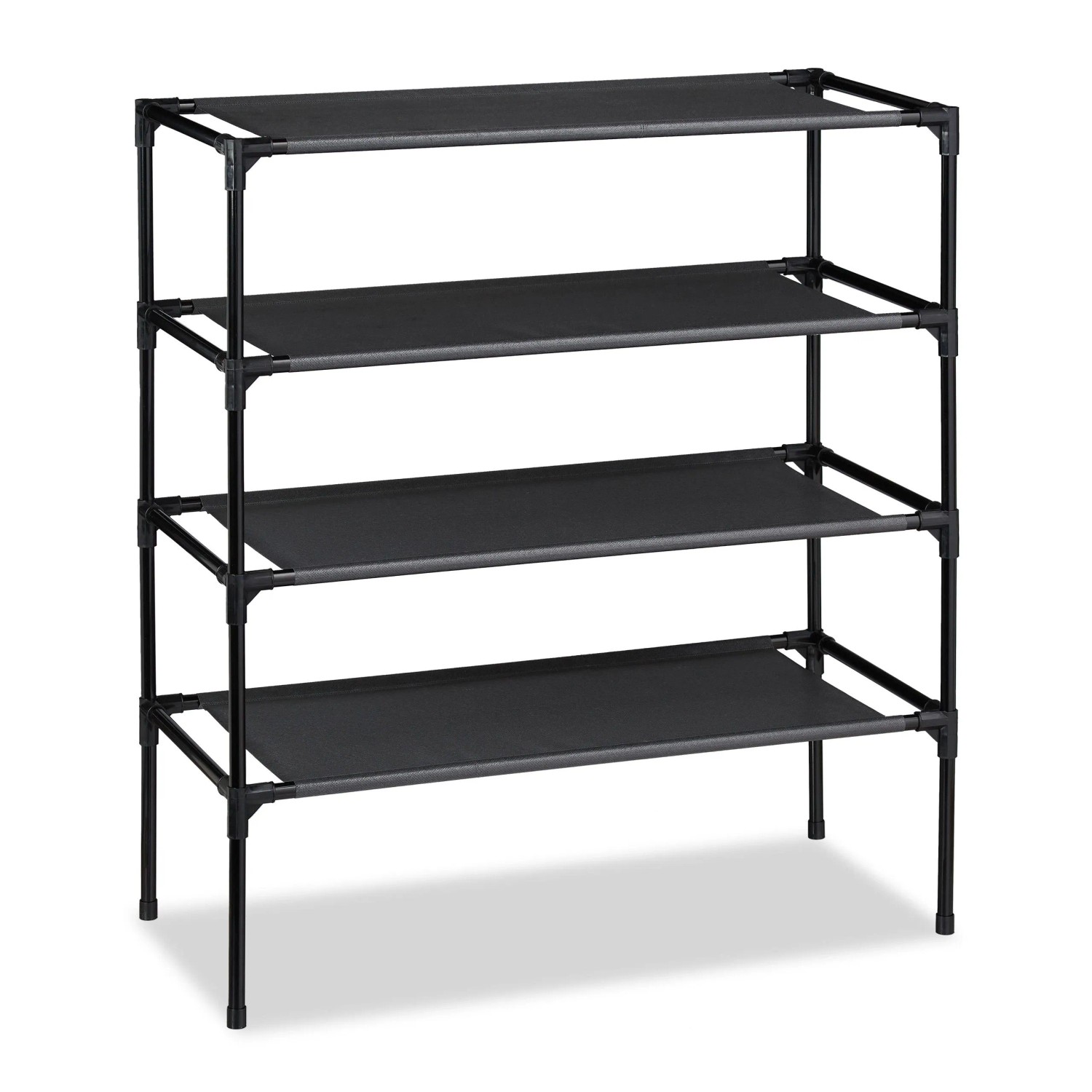 Relaxdays Schuhregal Eisen Schwarz Stecksystem 4 Ebenen 68 cm x 62 cm x 28 cm 0,9 kg