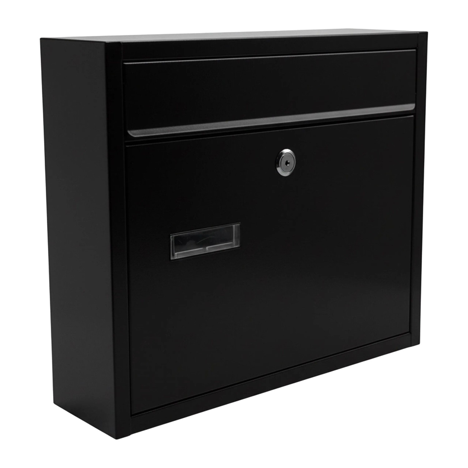 Relaxdays Briefkasten Eisen Schwarz Abschließbar mit Namensschild 31 cm x 36 cm x 10 cm 2,1 kg