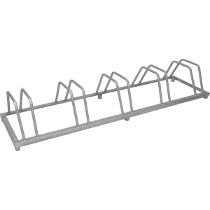 Fahrradständer aus feuerverzinktem Stahl mit 5 Bügeln zum Abstellen von Fahrrädern.