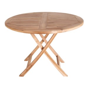 Runder ebuy24 Gartentisch Oline, Ø100 cm, aus massivem Teakholz.