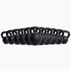 Schwarze Suprfit Econ Gusseisen Kettlebells, pulverbeschichtet, in verschiedenen Größen für Sport & Fitness Training.