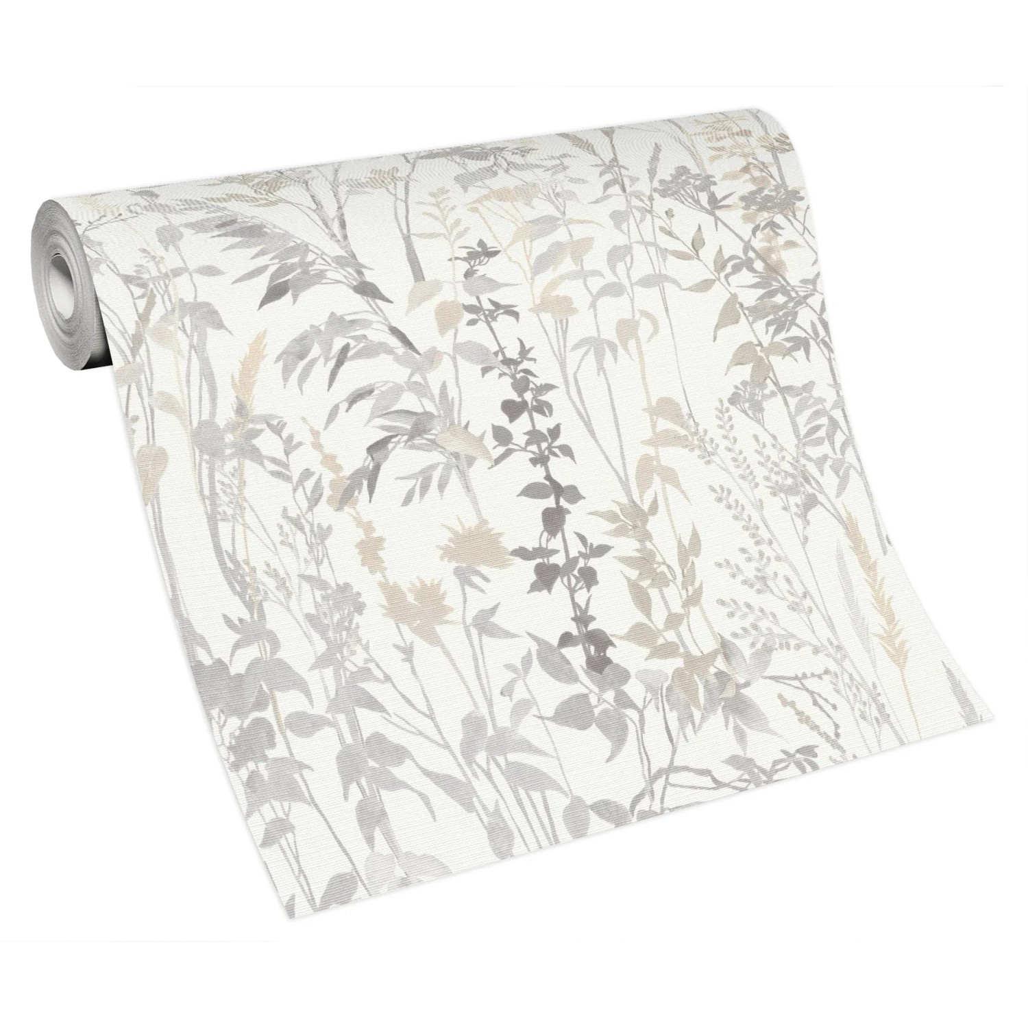 Erismann Vliestapete Casual Chic mit Blumenwiese in Creme, Landhausstil. Dekorative Tapete auf Rolle.