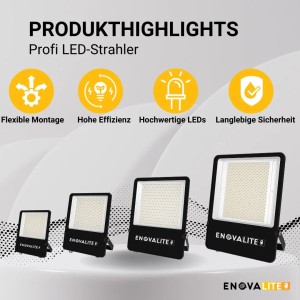 ENOVALITE LED Fluter, 200W, verschiedene Größen. Ideal als Außenstrahler oder Baustrahler.