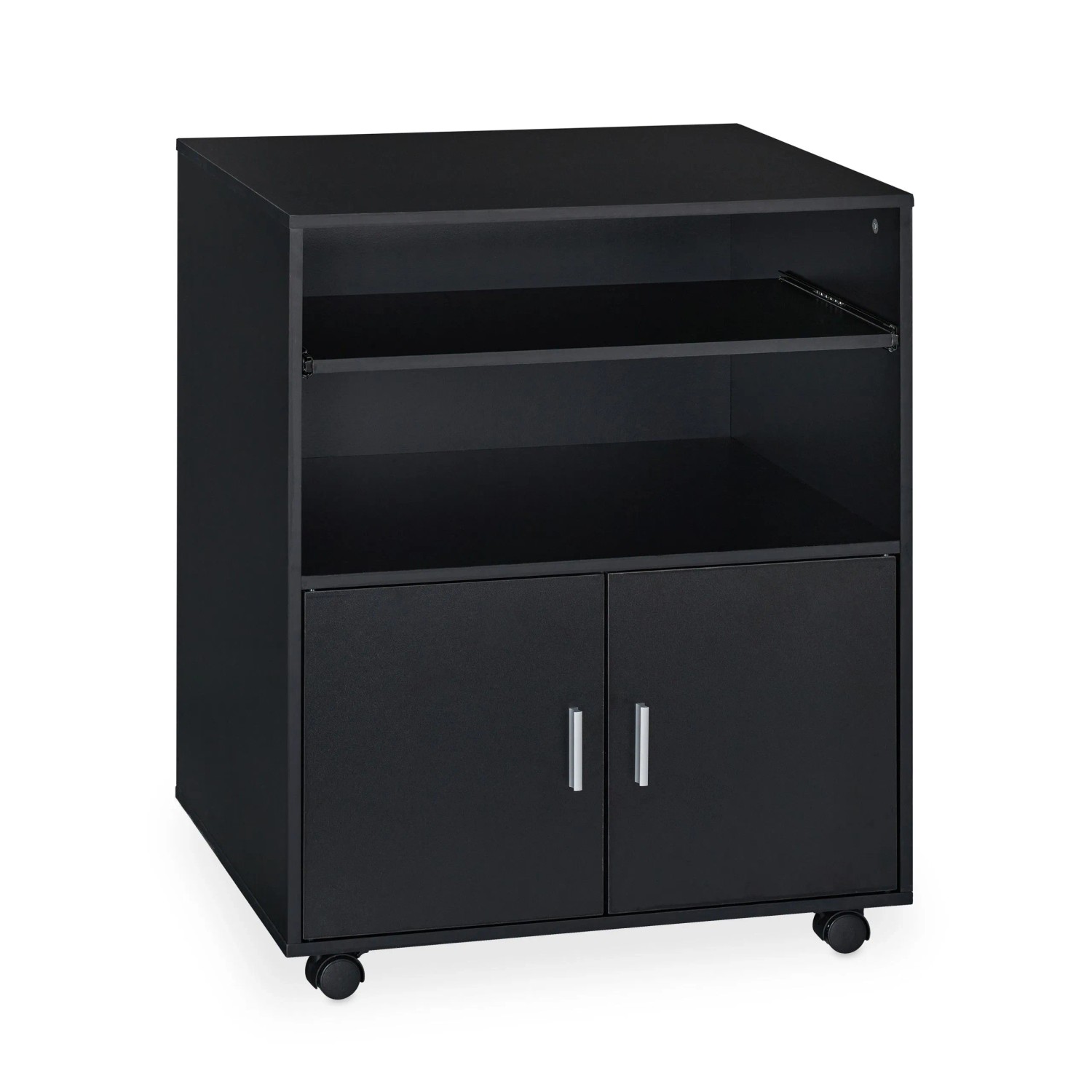 Relaxdays Rollcontainer Spanplatte Schwarz Mit Tastaturauszug 74 cm x 60 cm x 48 cm 17,3 kg