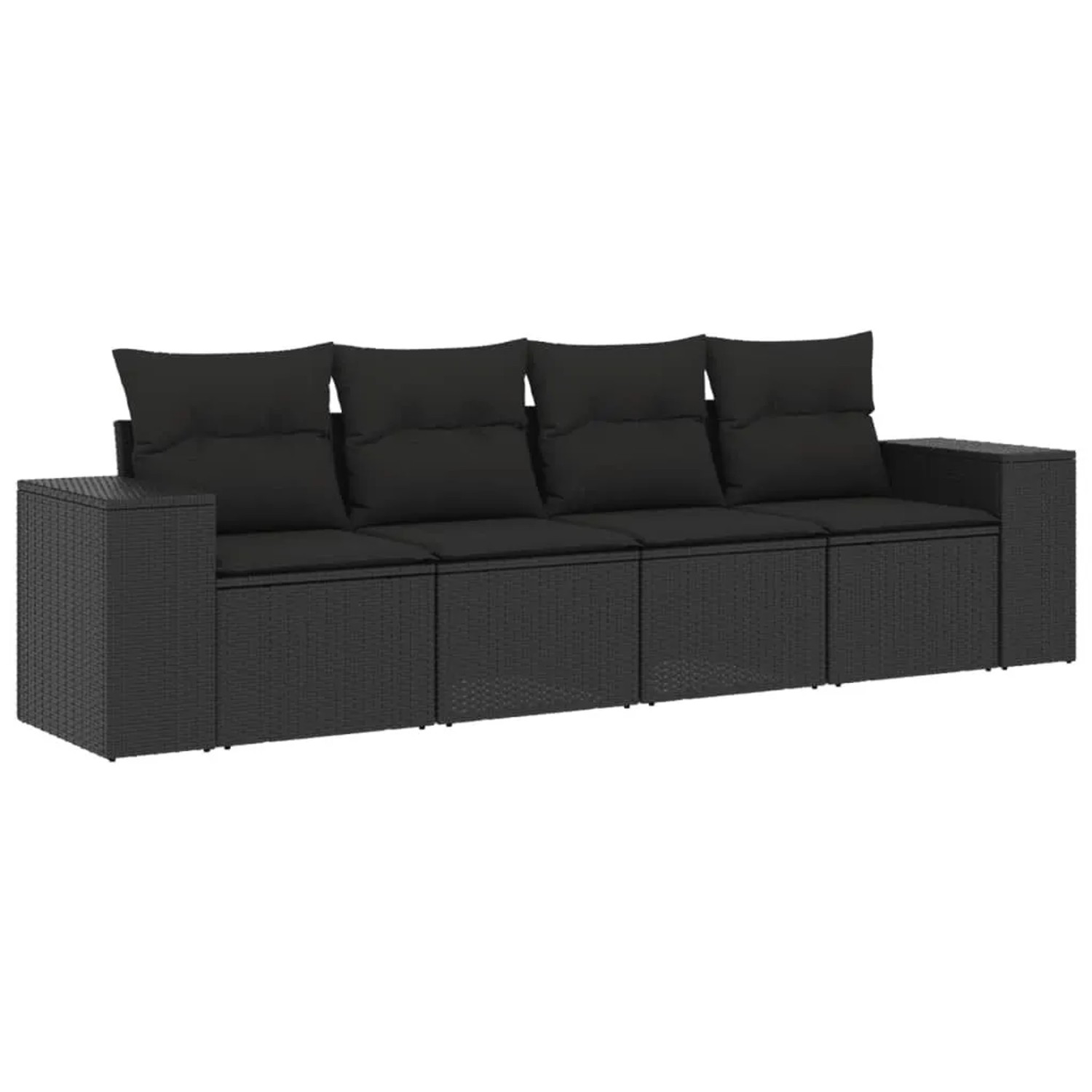 vidaXL 4-Tlg Garten-Sofagarnitur mit Kissen Schwarz Poly Rattan 3222274 günstig online kaufen
