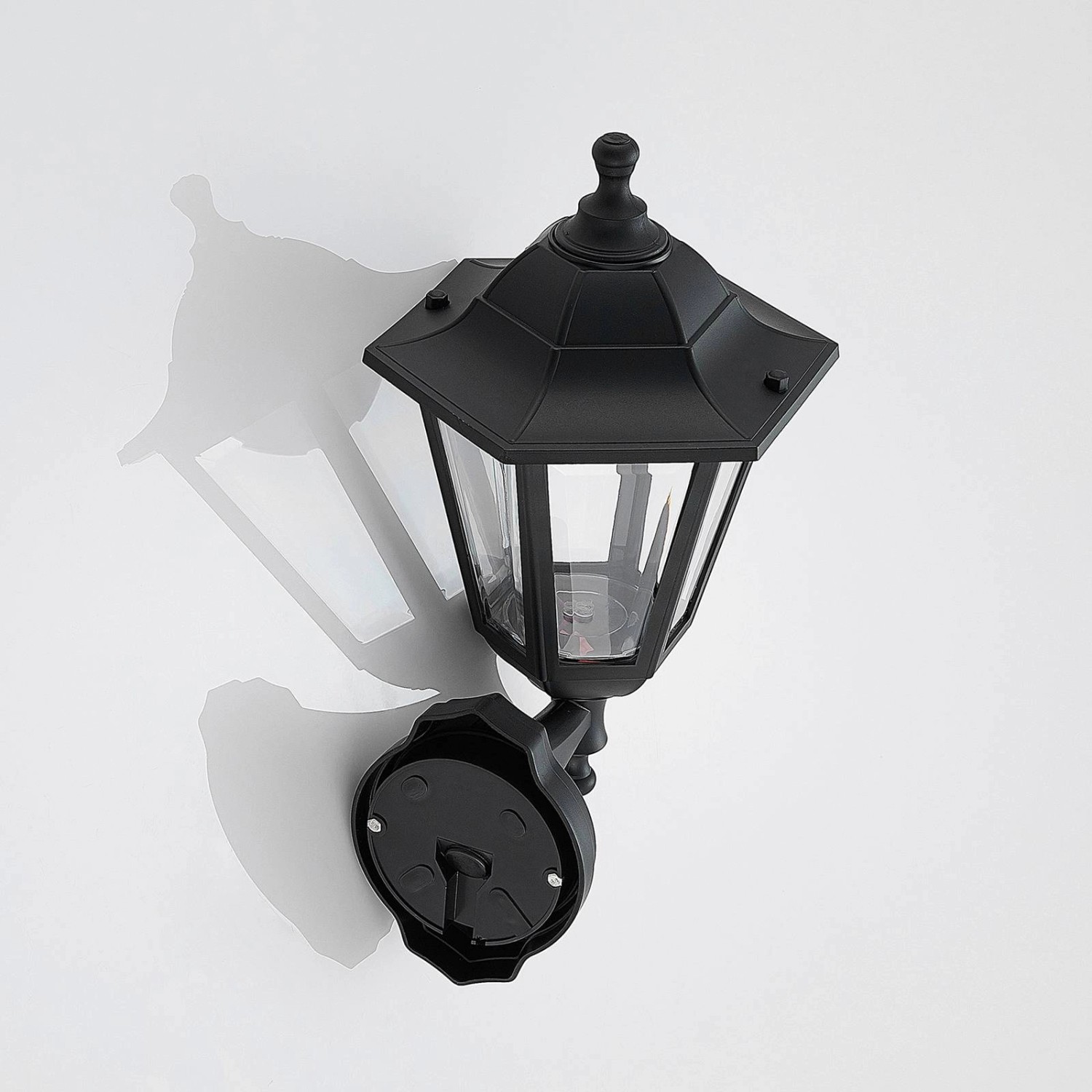 Lindby LED Wandleuchte Außen Iavo 9949026 Spritzwassergeschützt Retro Vintage Antik in Schwarz 1-flammig