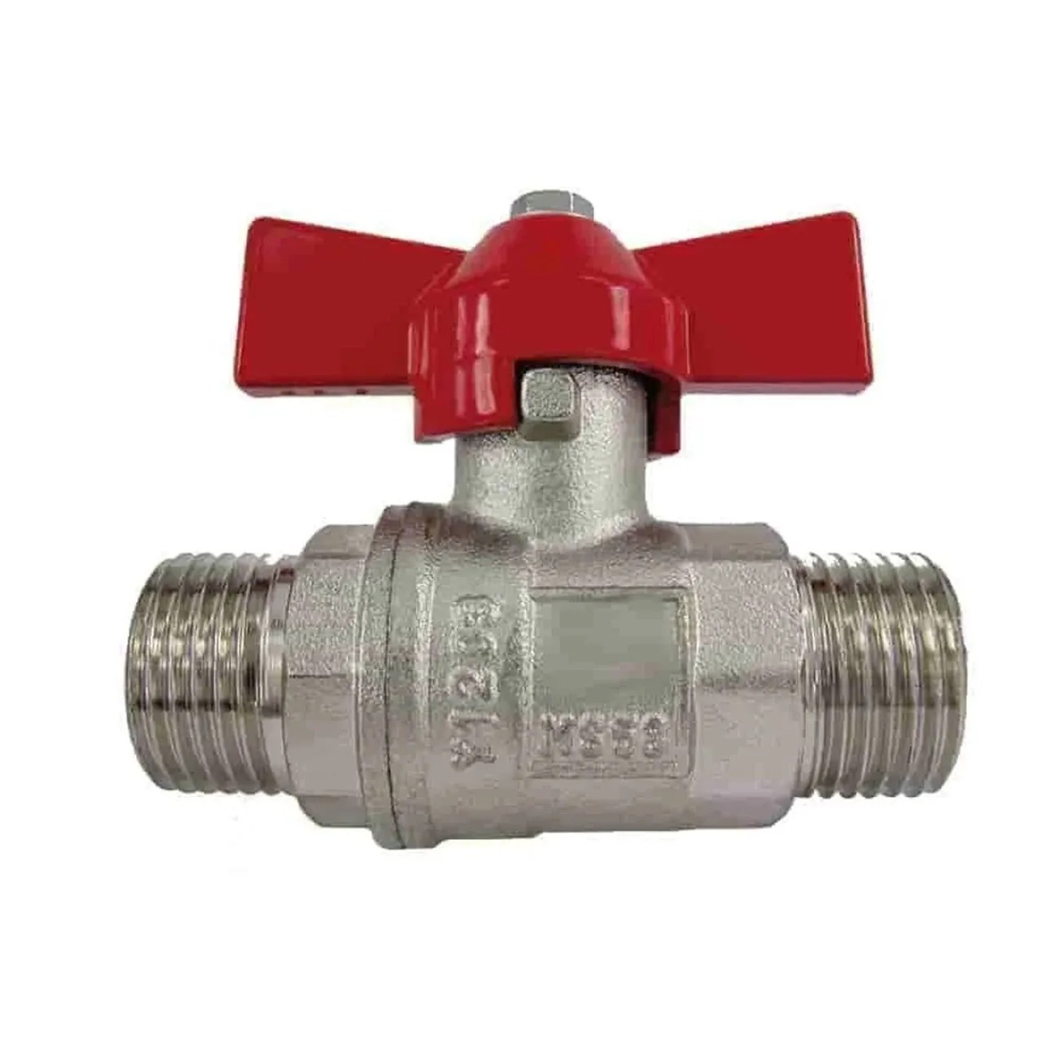 Klasebo Kugelhahn 3/4 Zoll Flügelgriff Messing AGxAG Silber