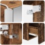 Details des vidaXL Badezimmerschrank-Sets: LED-Spiegel, Schubladenauszug, Scharnier und offene Altholz-Schublade.