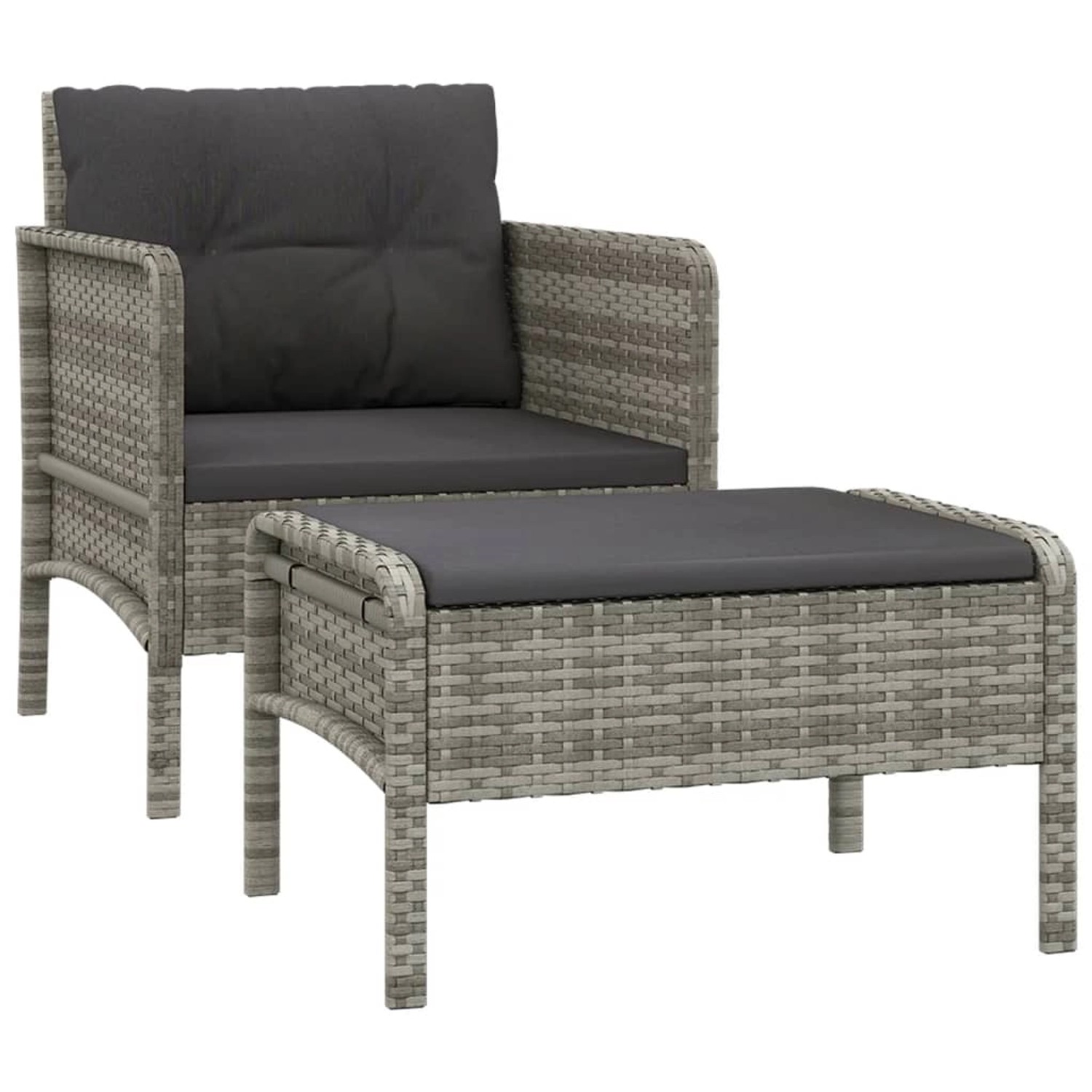 vidaXL 2-tlg Garten-Lounge-Set mit Kissen Grau Poly Rattan Modell 1 günstig online kaufen