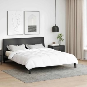 Weiße vidaXL Bettdecke 200x200 cm mit Federfüllung und Kastensteppung, auf einem Bett im Schlafzimmer.
