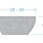 Diagramm des grauen Vente-unique Aufsatzwaschbeckens Stone mit Maßen: B 25-30 cm, T 15 cm.