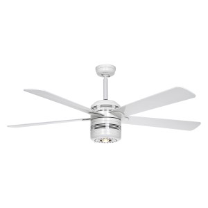 Weißer CASAFAN Deckenventilator mit Beleuchtung und Zugketten, 132 cm Durchmesser.