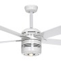 Weißer CASAFAN Deckenventilator mit Beleuchtung und Zugketten, 132 cm Durchmesser.