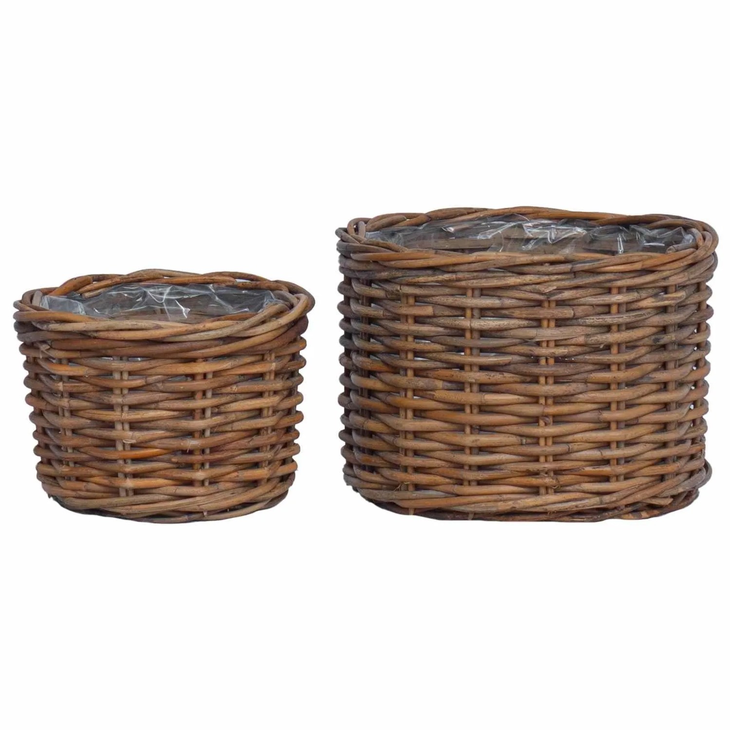vidaXL Blumentopf Korb mit Speicher 2-Tlg Braun Kubu Rattan 42020962