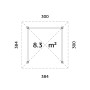 Draufsicht Palmako Pavillon Bianca Set 101, 300x300 cm, weiß lackiert, Grundfläche 8,3 m².