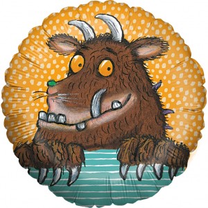 Mehrfarbiger, runder Folienballon mit Grüffelo-Motiv, Ø 42 cm.