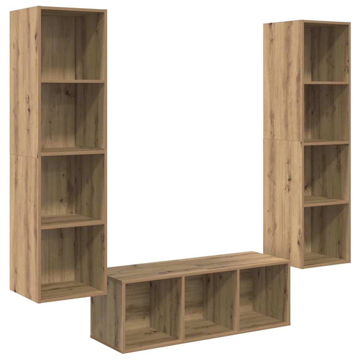 vidaXL TV-Schrank Set Wandmontiert 3-Tlg Artisan-Eiche Holzwerkstoff 339334 günstig online kaufen