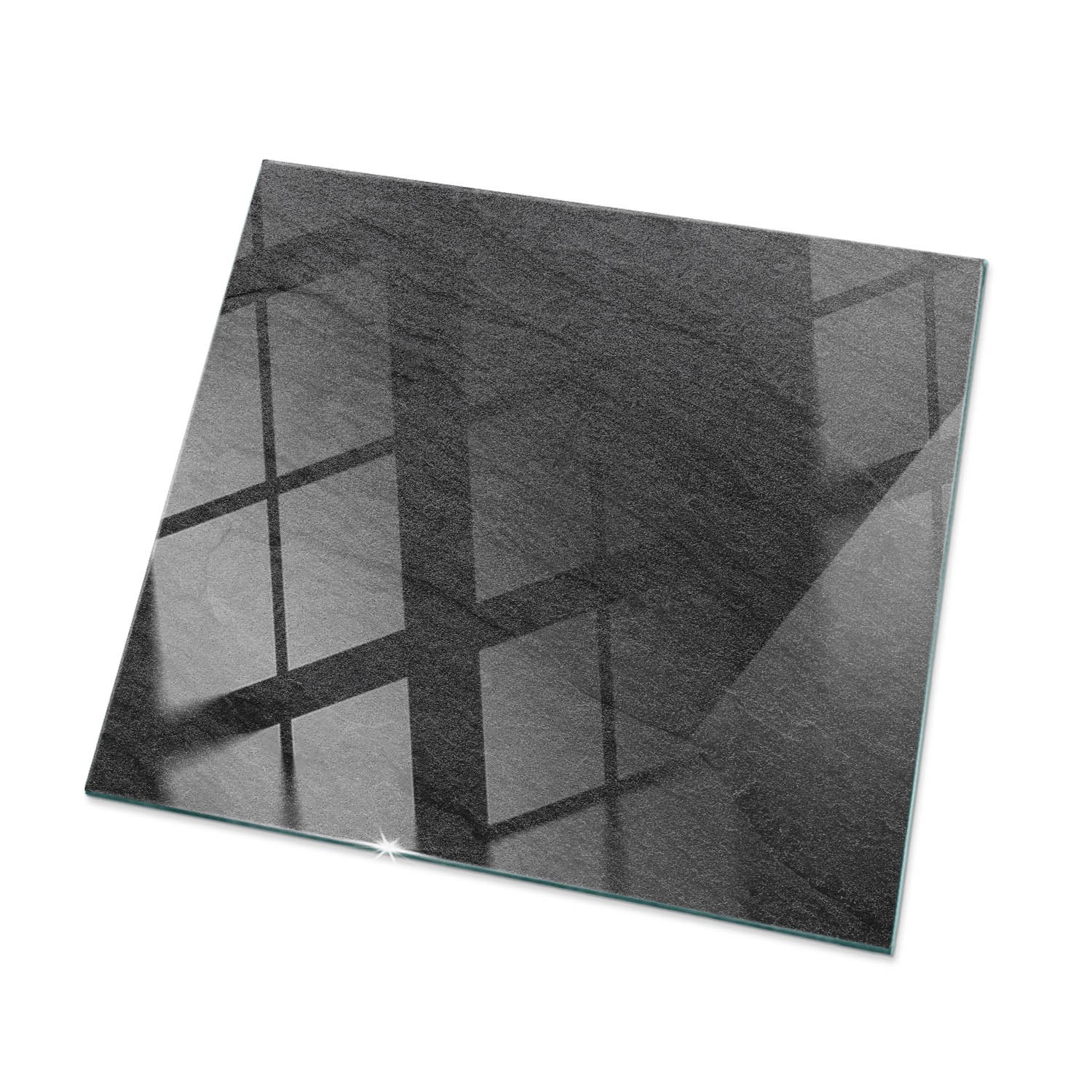 Tulup Tischplatte Natursteinstruktur Tischplatte aus Glas 50x50 cm Schwarz günstig online kaufen