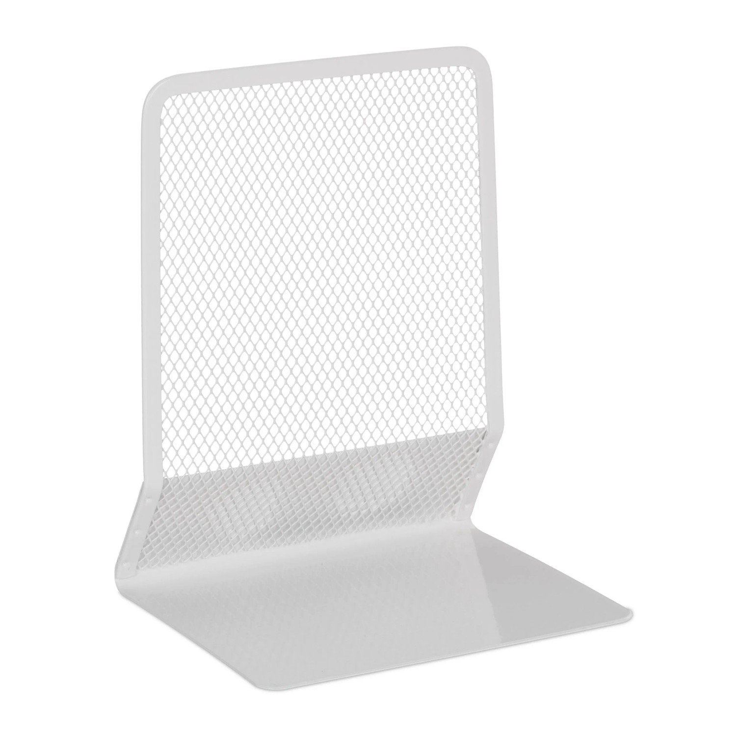 Relaxdays Buchstütze Stahl Weiß 2er Set 17 cm x 13,5 cm x 10,5 cm je 180 g