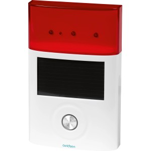 Kabellose Solarsirene für Alarmanlagen-Kit PSTN, rot/weiß, mit Solarpanel.