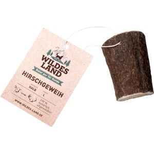 Wildes Land Hirschgeweih Halb L, naturbelassener Kausnack für Hunde zur Zahnpflege & Beschäftigung.