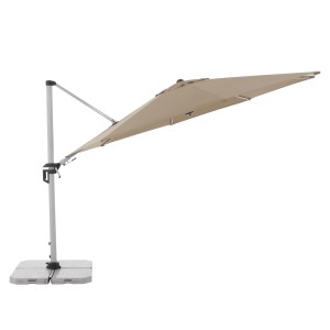 Doppler Ampelschirm Active, Ø 372 cm, Greige, mit Kurbel. Sonnenschirm für Garten und Balkon.