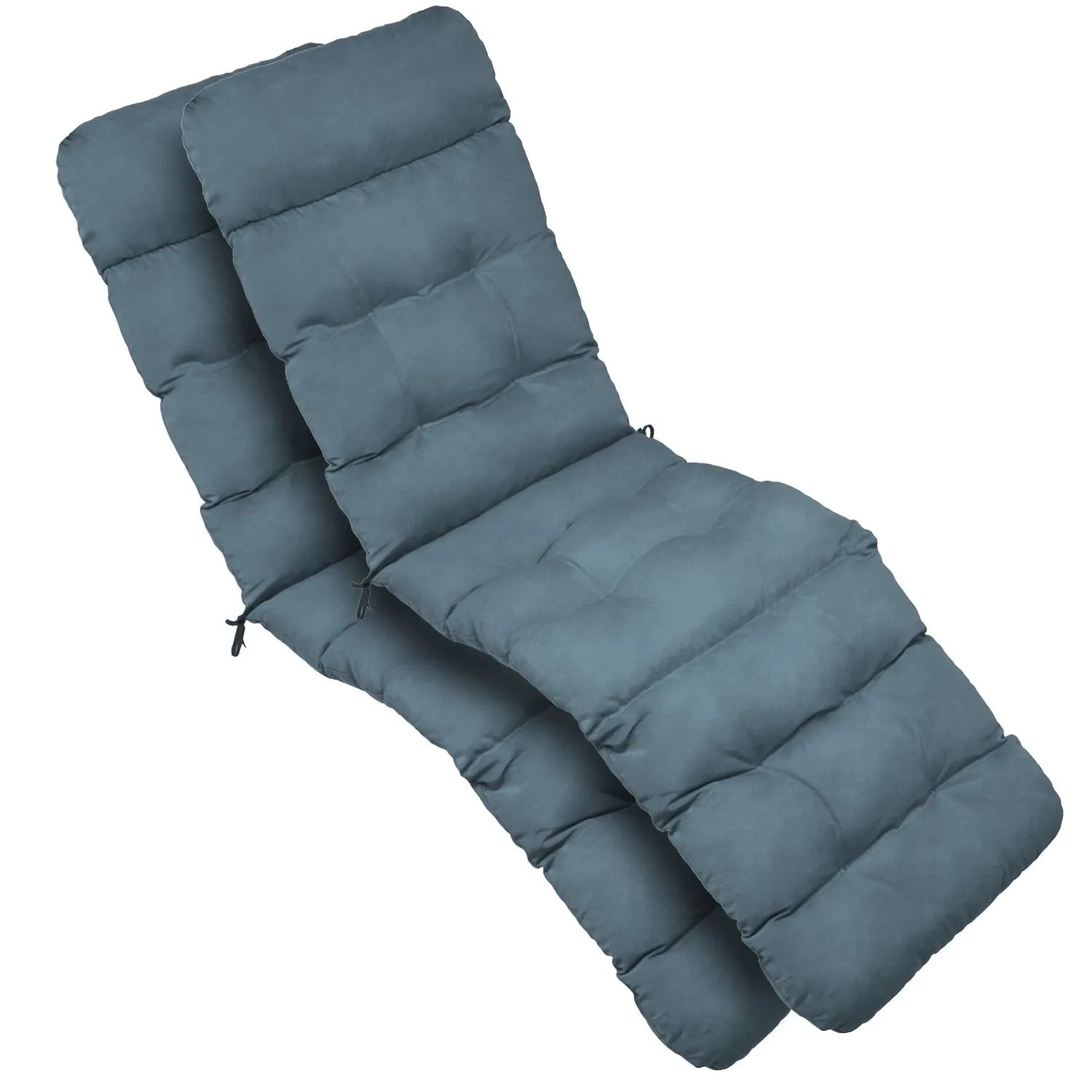 Beautissu 2X Bequeme Liegenauflage Deckchair 200x50x8 cm Taubenblau
