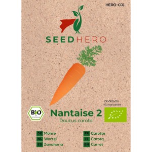 Seedhero BIO Möhre Nantaise 2 Samen für ca. 300 Pflanzen.